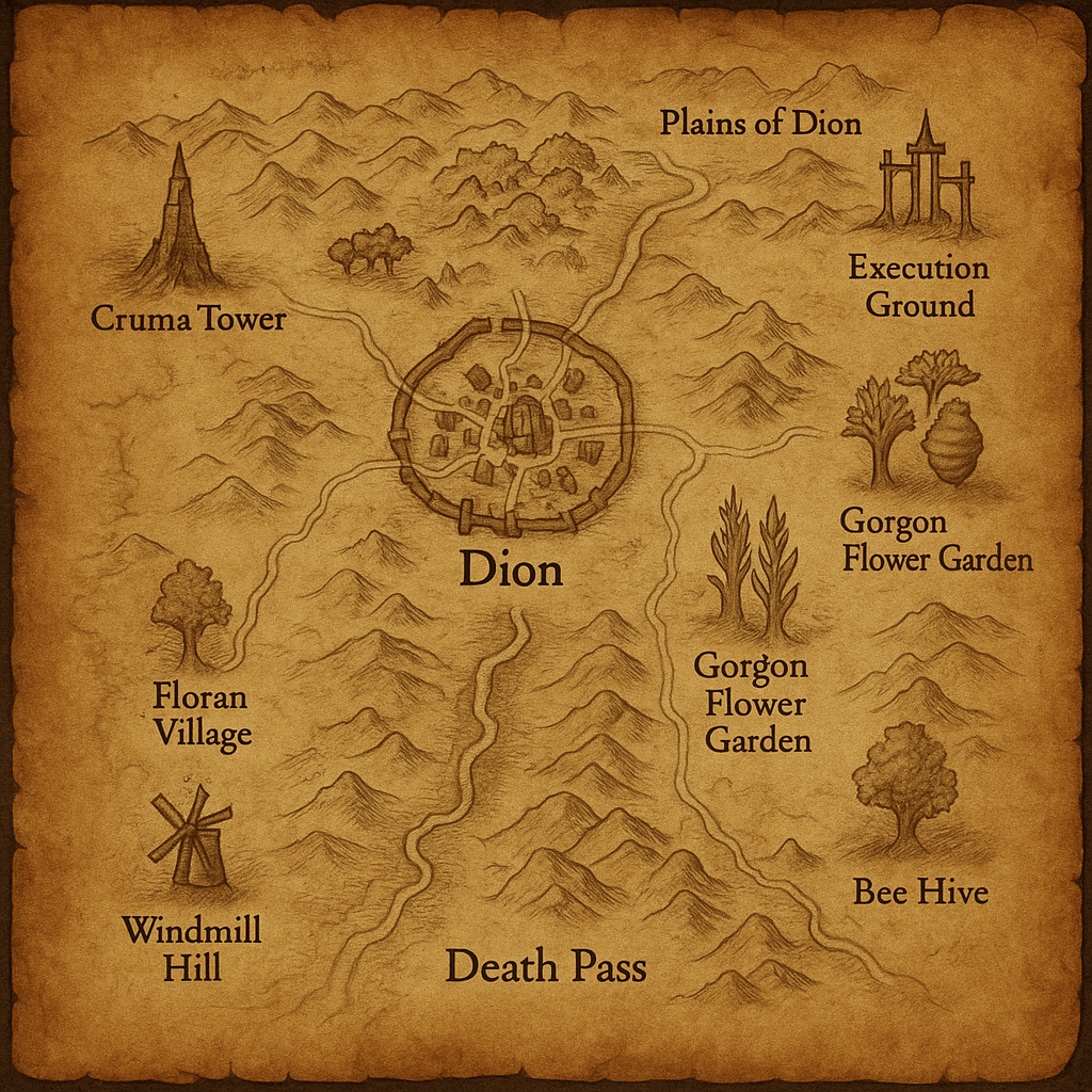 Carte : Région de Dion