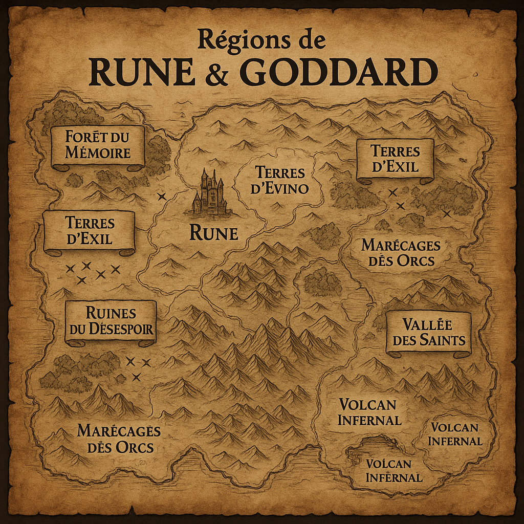 Carte : Régions de Rune & Goddard
